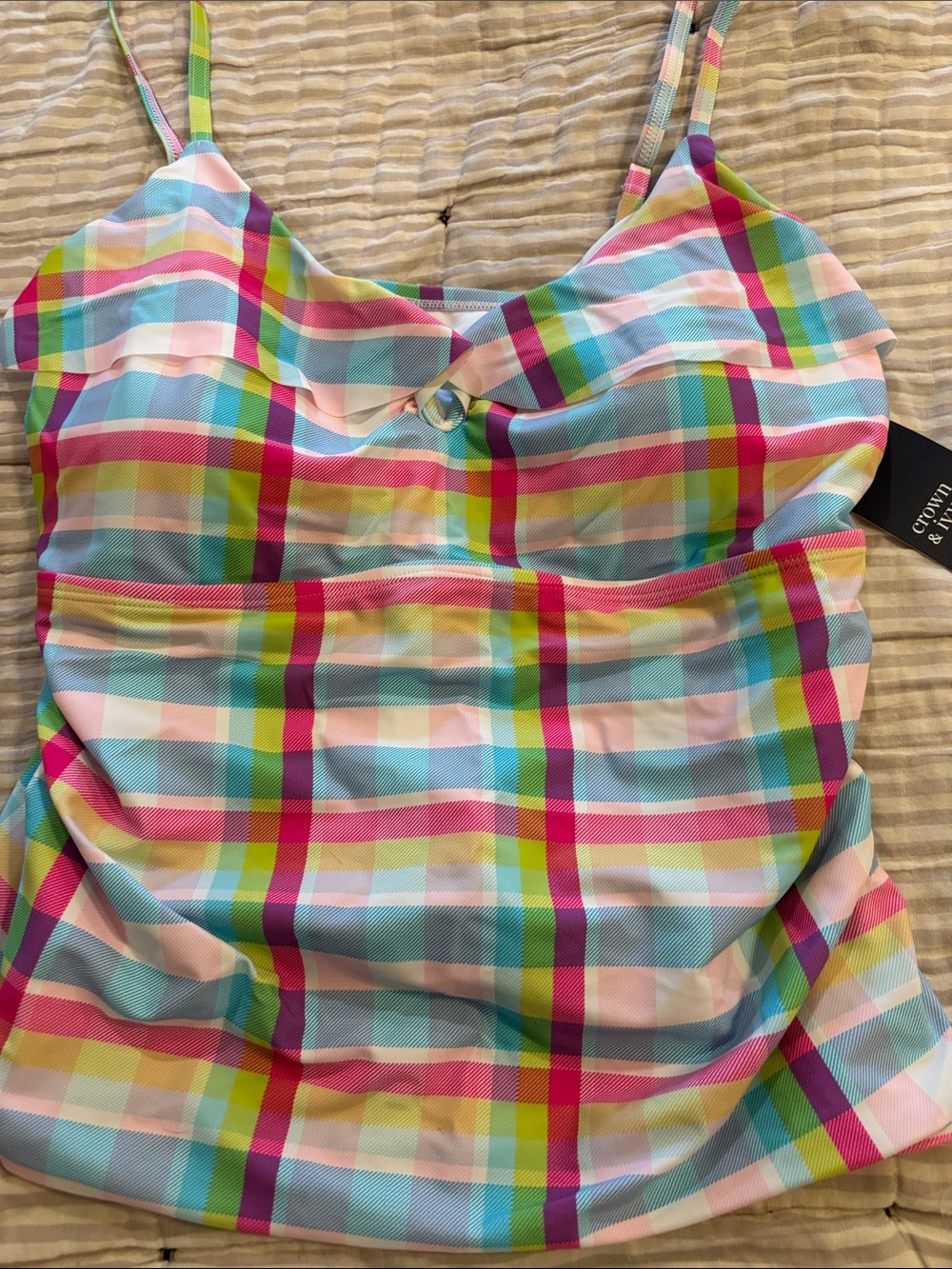 belk Bright Multi-Color Striped Swim Top